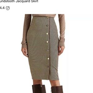 Lauren Ralph Lauren Brown with cream/tan Pencil Skirt with Gold Button detail